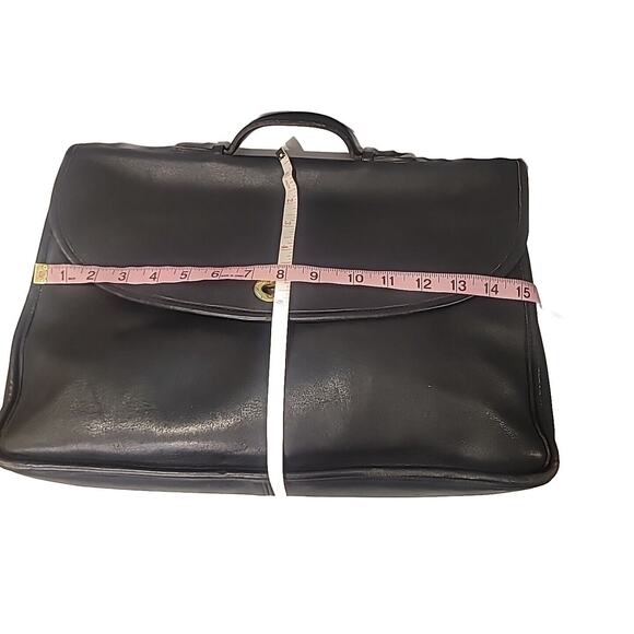 Vintage Coach Black Leather Briefcase Tote Laptop Bag Document Holder - Picture 10 of 16